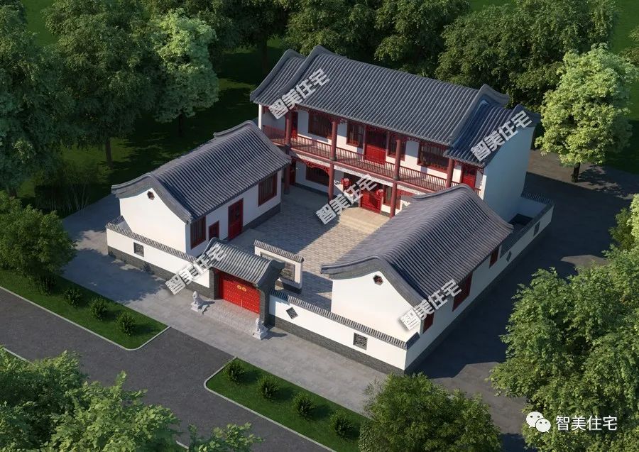 简约复古的中式三合院,白墙灰瓦久看不腻,老家房子这样建真长脸