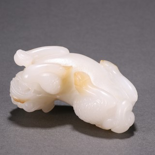 和田玉籽料|回流 和田玉籽料麒麟摆件