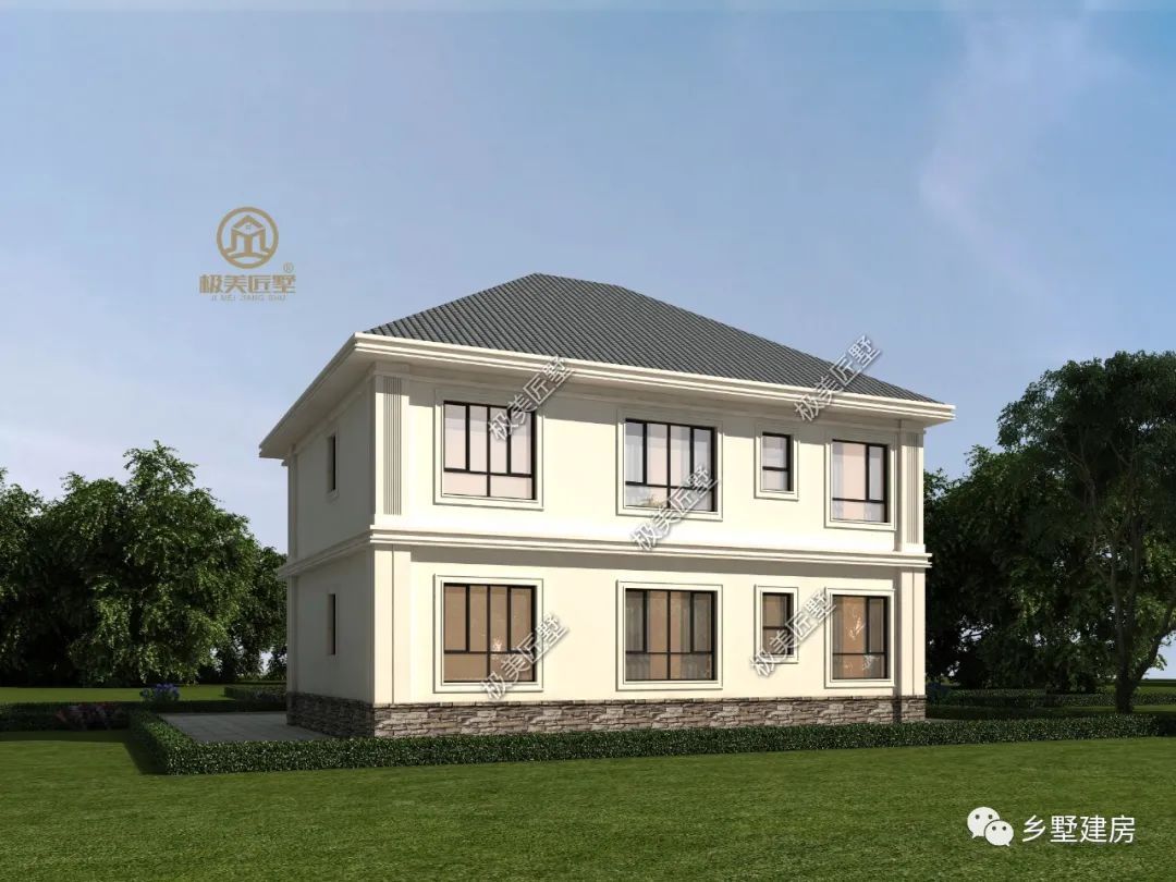 农村二层坡屋顶别墅这样设计，清新脱俗，喜欢就收藏吧