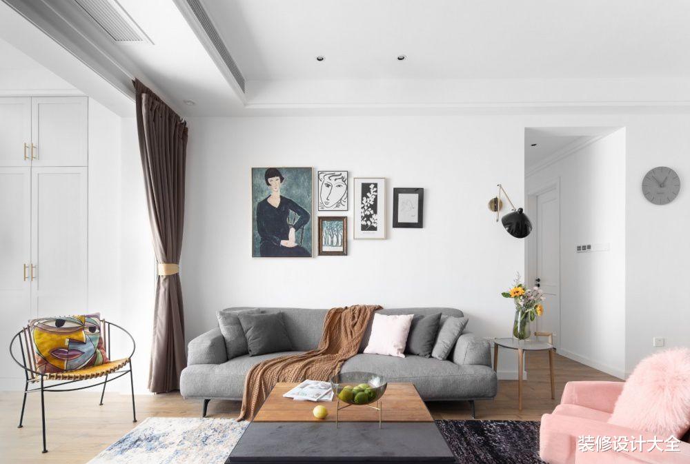 120㎡北欧风三居室，客厅电视墙连接吧台，时尚又创意十足！