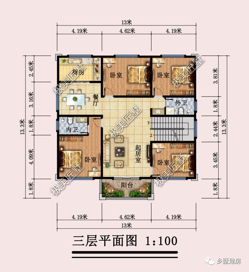 13X11.5米三开间欧式别墅怎么建,看看这款设计,符合你的审美吗