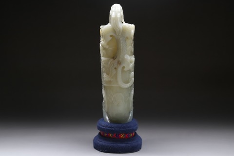 和田玉籽料|舊藏和田玉籽料“螭龙象首觞杯”