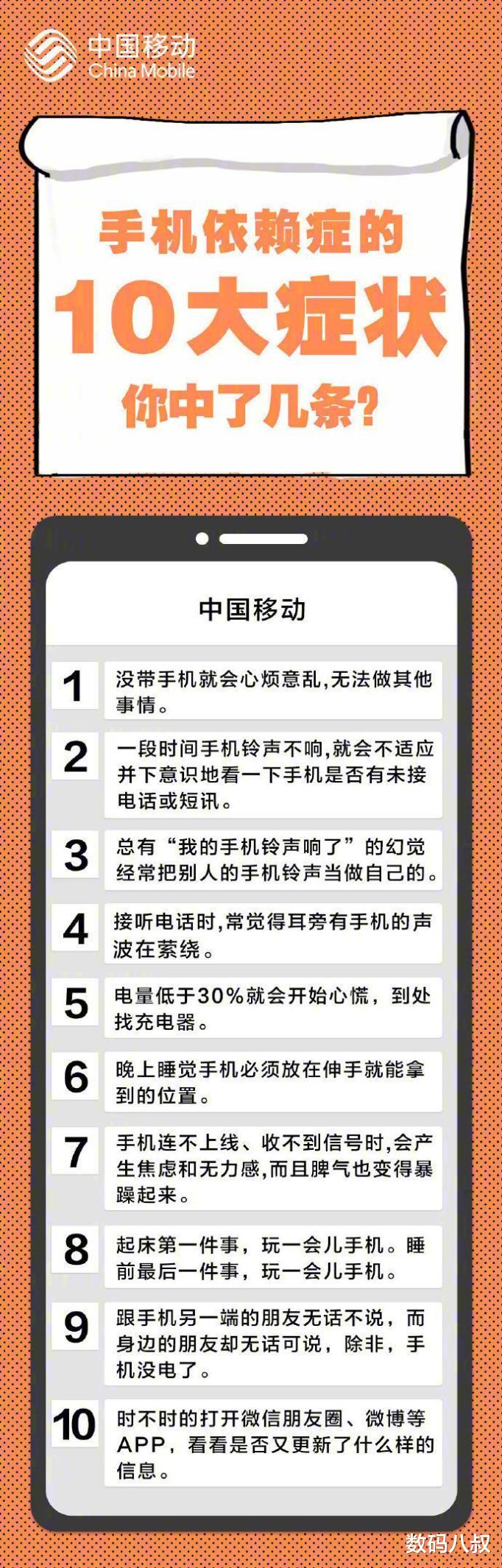 手机依赖症|中国移动公布的10大“手机依赖症”，你中了几个？