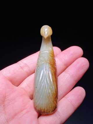 和田玉籽料|明以前 和田玉籽料 凤纹 带钩