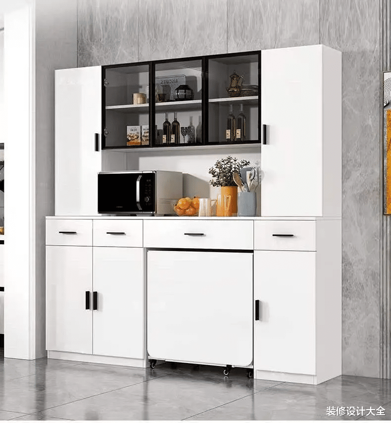 普通餐桌过时了，现在流行“餐桌+餐边柜”连体设计！