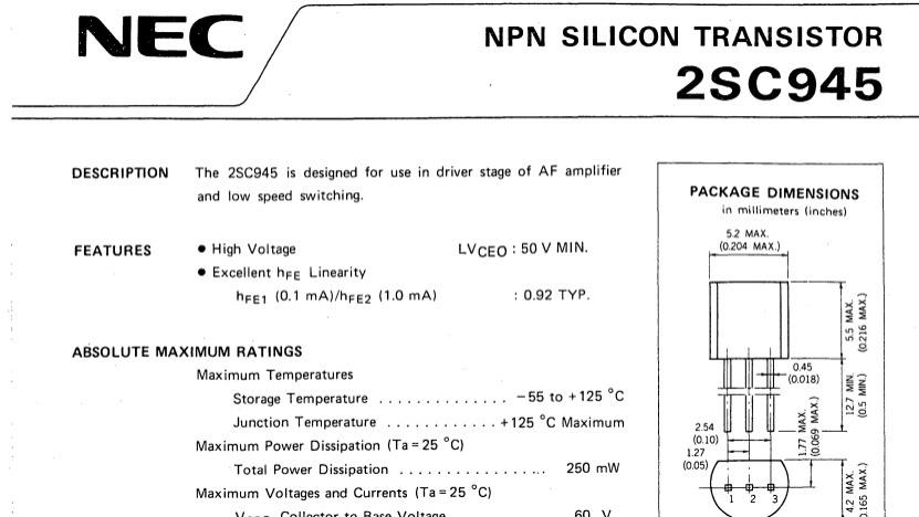 |应朋友要求计算2SC945音频放大电路