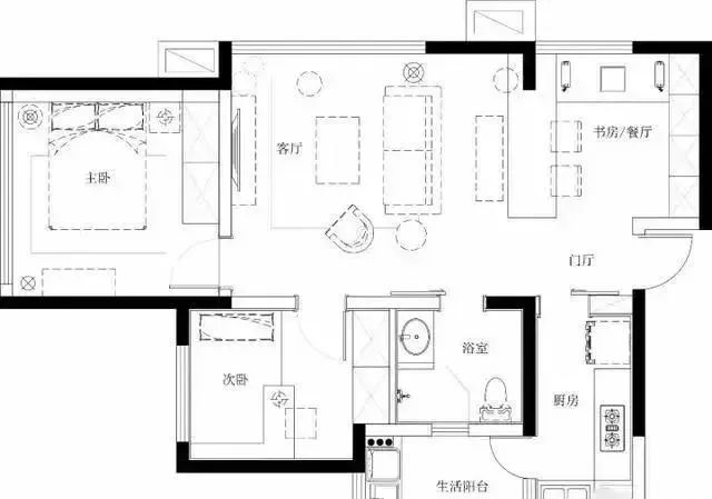 89平新房,一进门鞋柜把人迷住了,头一次见这么装,个性实用!