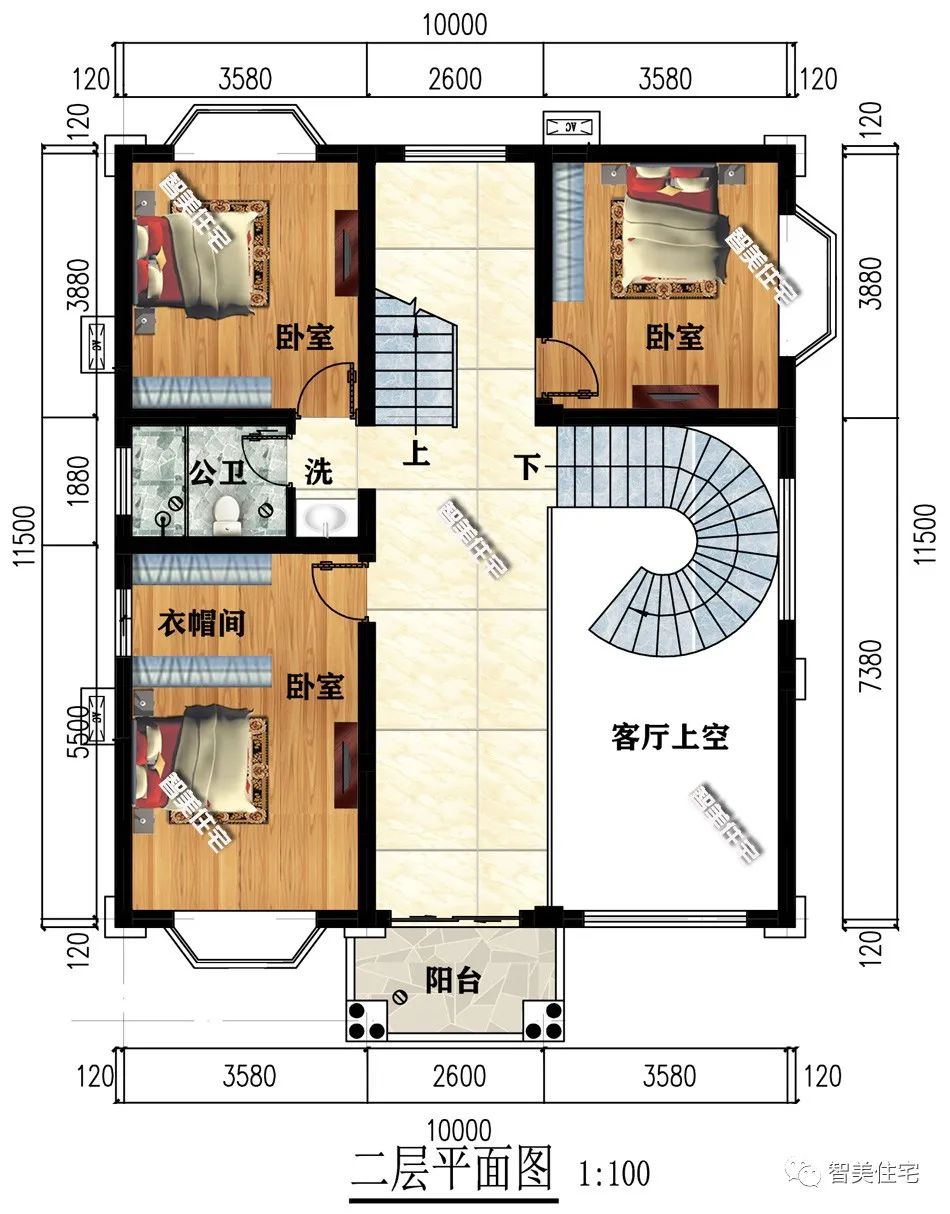 开间10米,采光好且内带旋转楼梯,盖了这栋房人人都要羡慕你