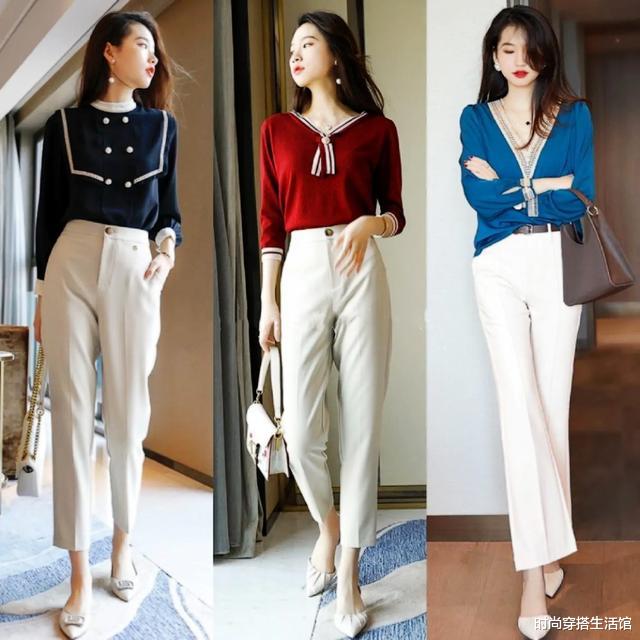 怪不得女人不穿阔腿裤了，今秋流行“秋小衫+裤子”，穿出气质美