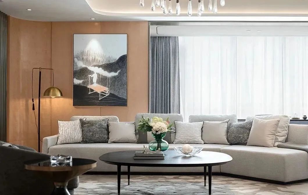 253平大平层,光装修就花了124w,一进门就被迷住了,客厅更大气