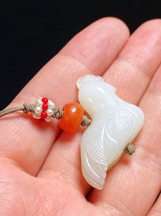 和田玉籽料|清 和田玉籽料 白玉 玉鸡 挂件 挂坠