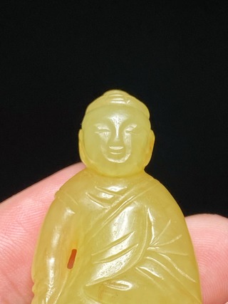 |清 和田玉 黄玉 玉人 挂件 把件