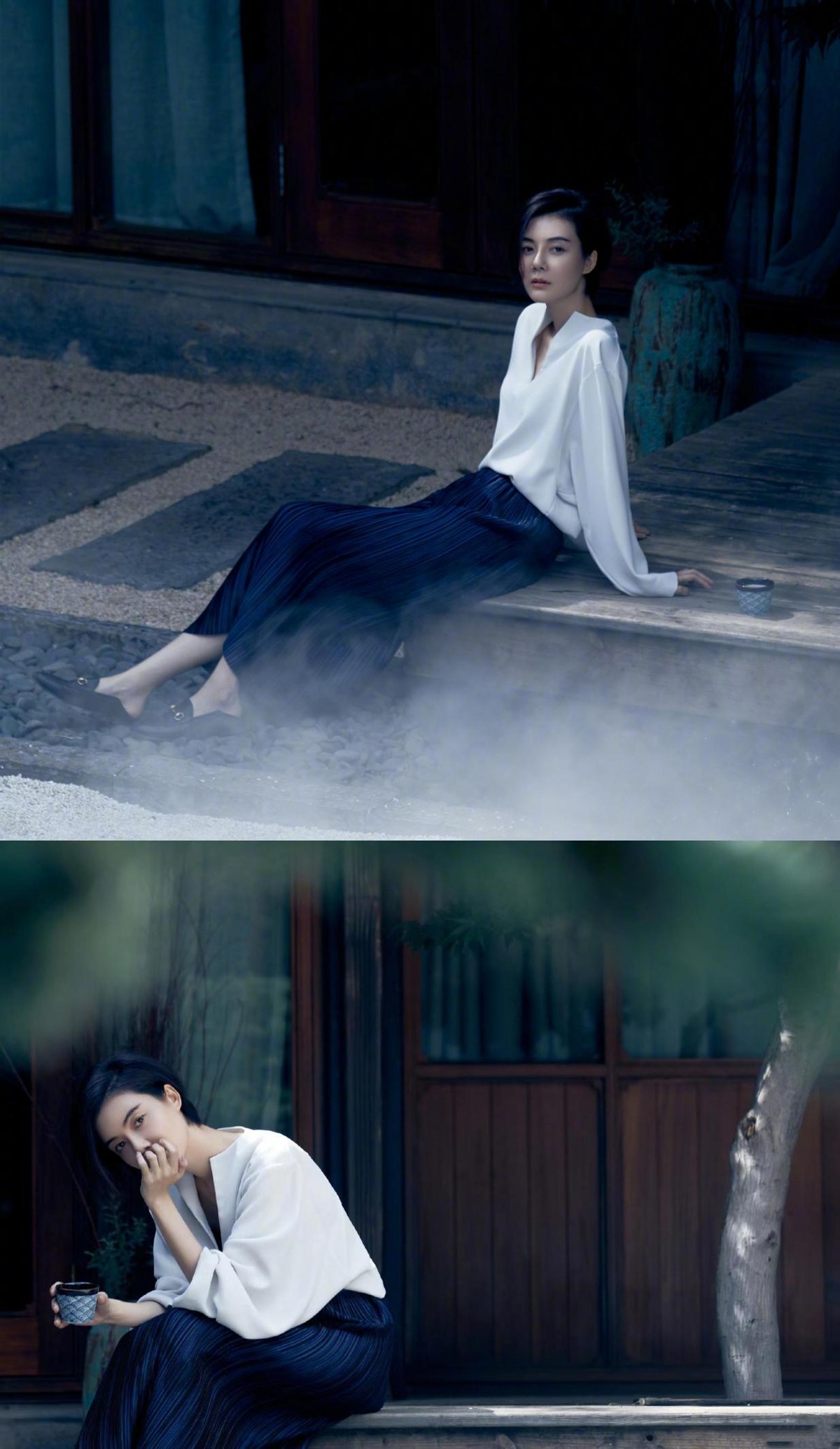 车晓|82年的车晓和69年的许晴,相差一轮多气质却不差,穿白色服装很美