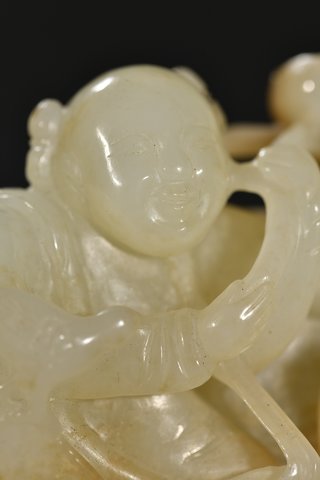 和田玉籽料|和田玉籽料和合二仙把件