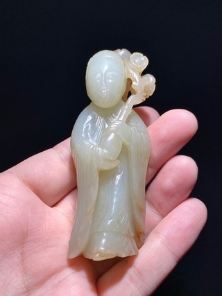 麻姑献寿|清乾隆 和田玉籽料 白玉 麻姑献寿 摆件 把件