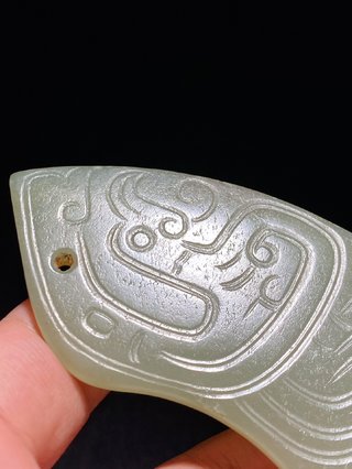 |周 和田玉籽料 青白玉 凤鸟纹 玉珮 玉饰