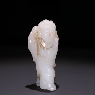 和田玉籽料|清 和田玉籽料举莲童子