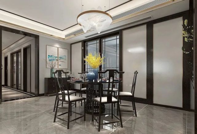 175平米的新中式风格,看到客厅后,被深深吸引,大气和韵味并存