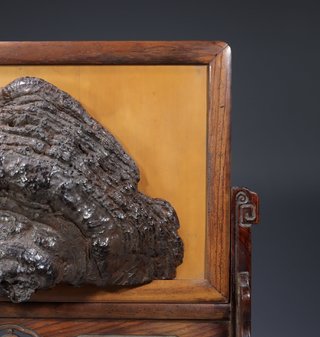 文玩|清代:黄花梨镶天然林芝·文房插屏