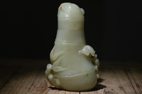 |舊藏和田玉“竹节花插”