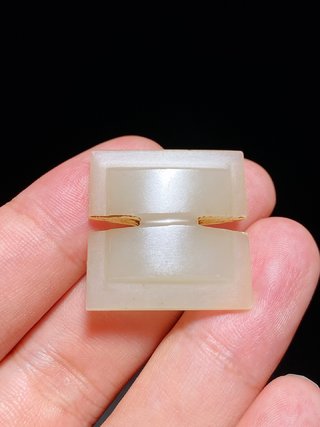 和田玉籽料|明以前 熟坑 和田玉籽料 白玉 工字珮 挂件