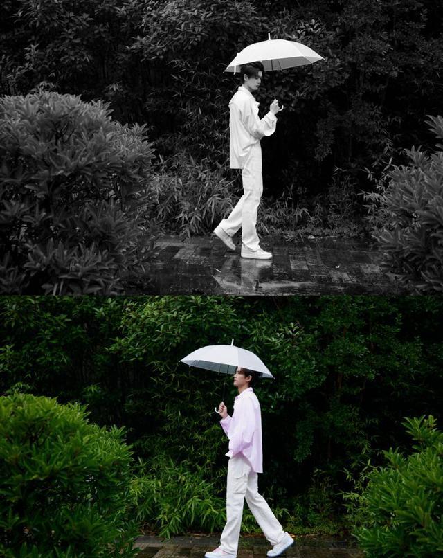 任嘉伦 任嘉伦对染发的执着，把头发挑染成粉紫色，还要扎一个小毽子