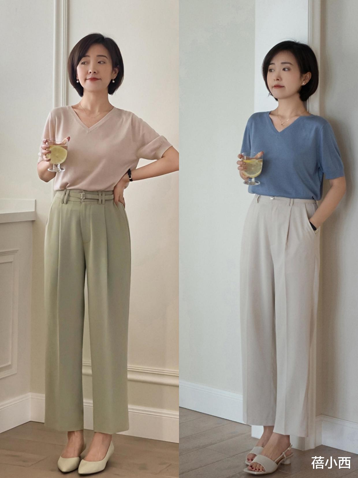 夏季穿裤子,建议尝试“过膝不过踝”的设计款式,遮肉显瘦还高级