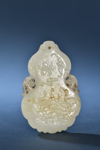 和田玉籽料|清代 和田玉籽料福如东海挂件