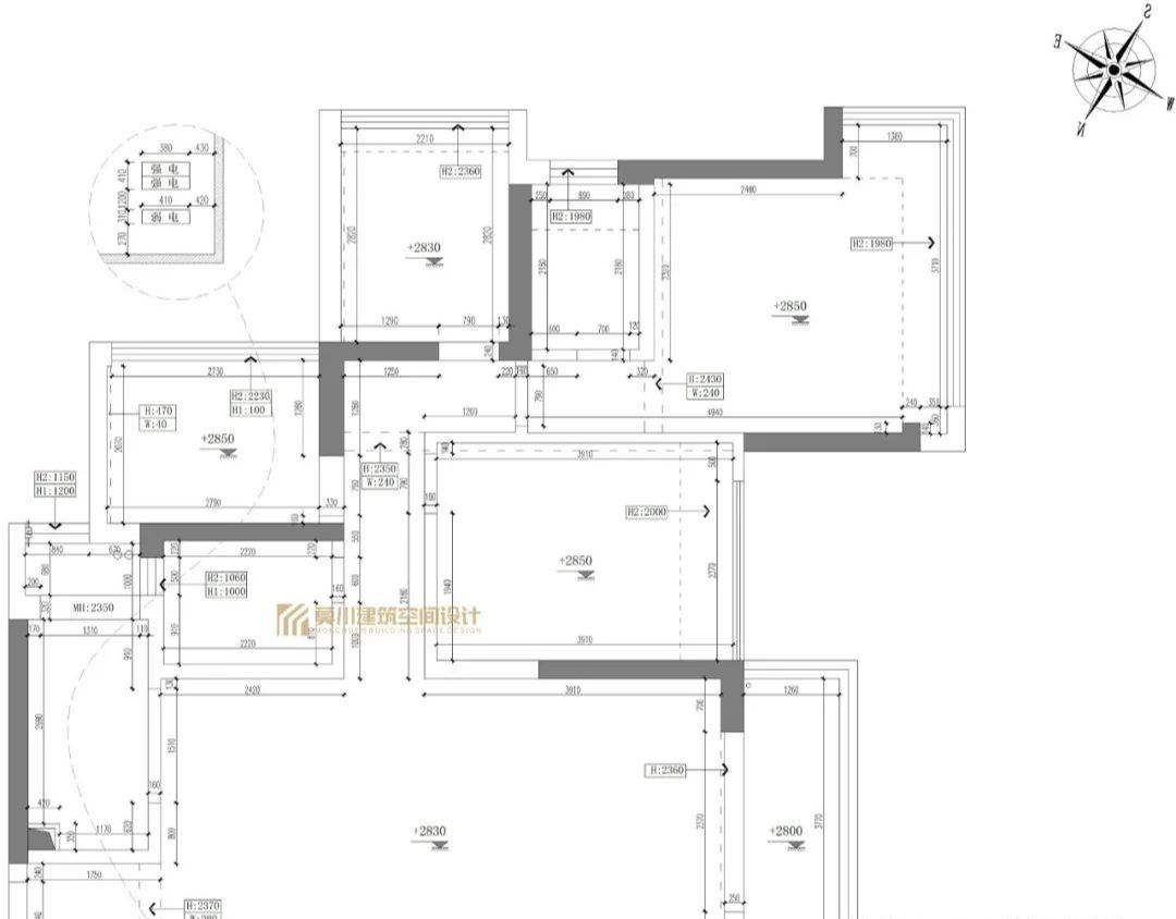 玻璃借光,干区外置,114平现代混搭三居
