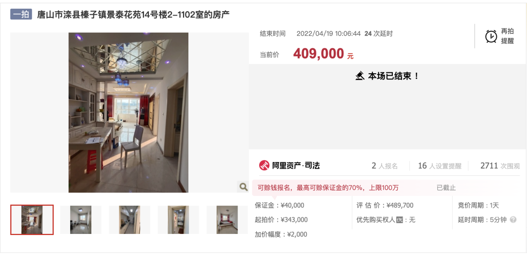上海市|拍卖成功！河北唐山市一处住宅，40.9万没人要！