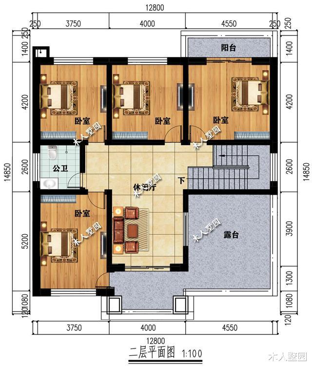 12.8×14.8米二层新中式别墅，少个卧室改车库，爸妈夸我有远见