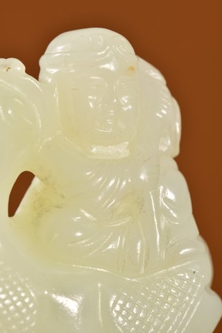 |晚清 和田玉 麒麟送子把件