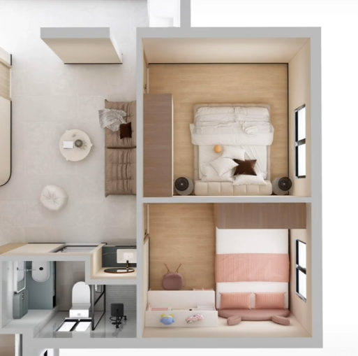 又是一个典型的两室改三室的案例,希望可以帮到你!