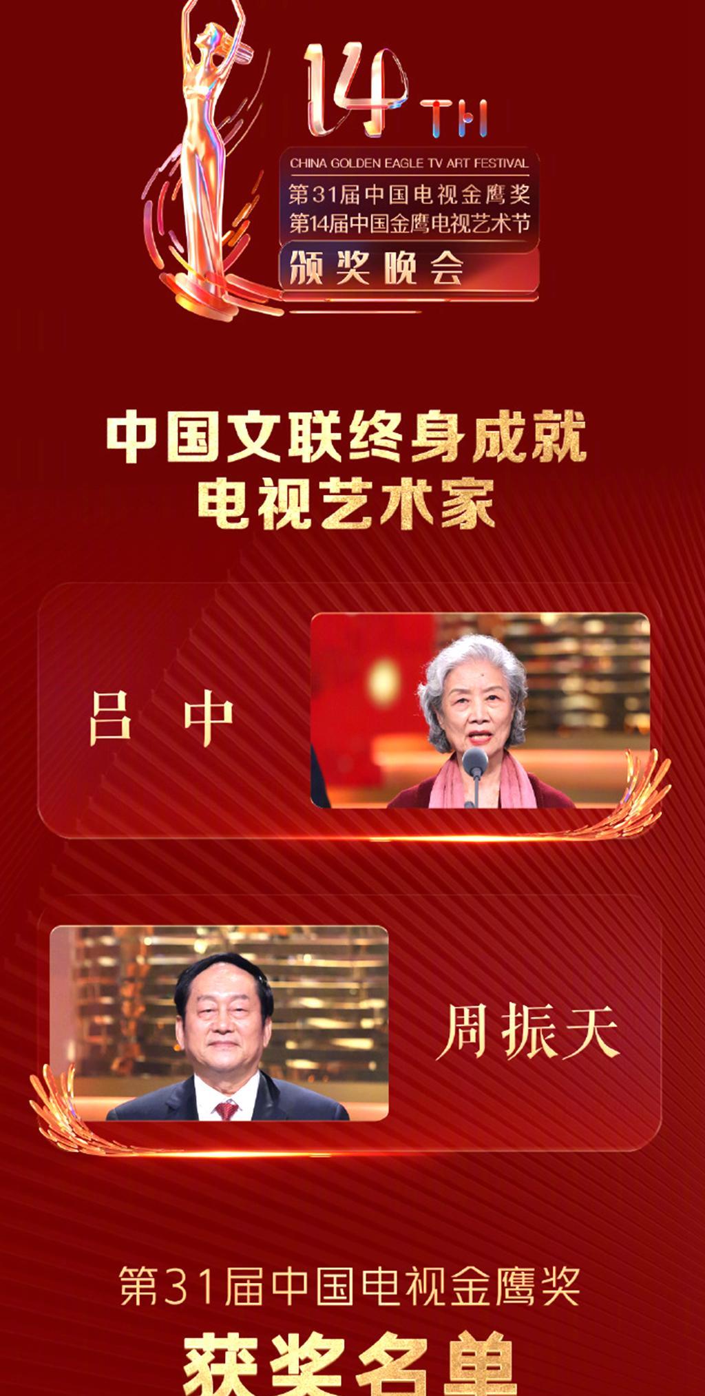 周振天|吕中、周振天荣获终身成就奖，公布名单时，嘉宾几乎都站起来鼓掌