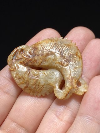 和田玉籽料|宋 和田玉籽料 双鱼珮 挂件 把件