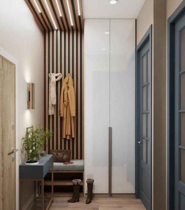 要装二套房了,这次打个样,玄关吊顶不用石膏板,木格栅效果更好