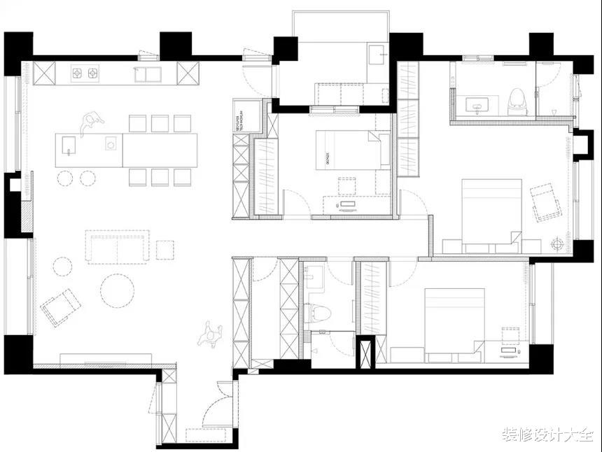 125㎡三房从简设计理念,一气呵成的大气感,流露绚烂静谧气息!