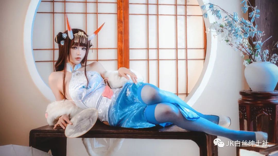 碧蓝航线|cos：碧蓝航线能代海蓝色旗袍cos正片@工藤新伍