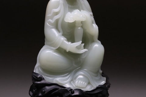 和田玉籽料|和田玉籽料“观音菩萨”座像