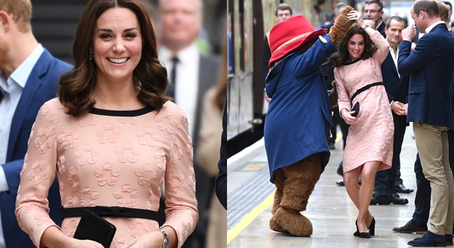 凯特王妃粗高跟挺孕肚与熊抱,产后瘦身要向小小春Jasper的妈学习