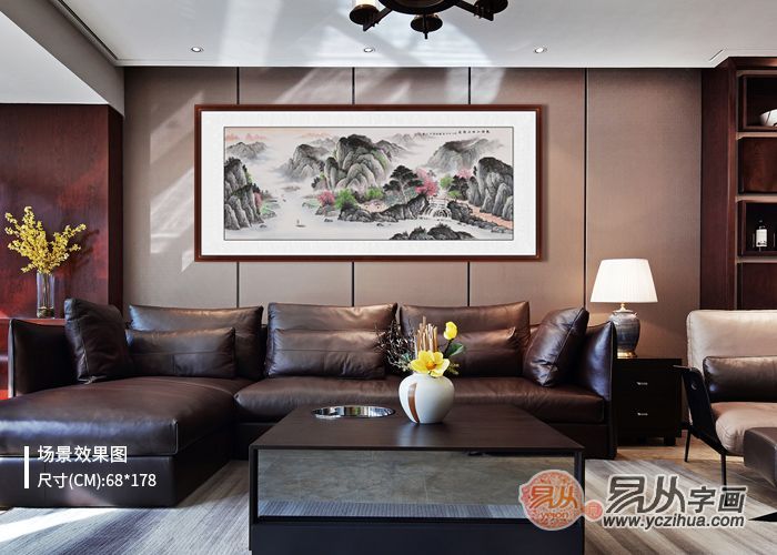 山水画|办公室装饰画 大气山水画挂在客厅 尽显东方韵味