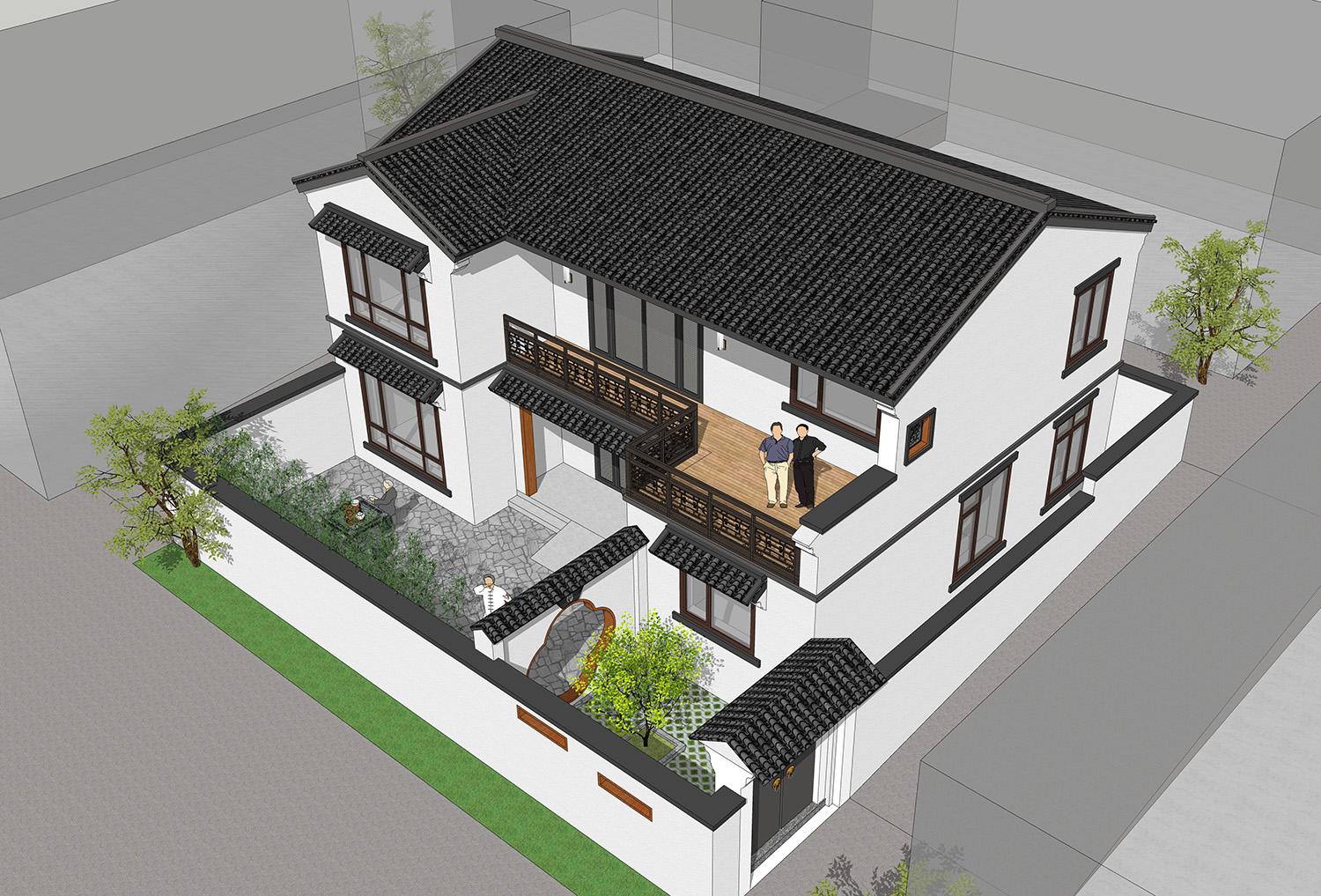 北京房山土建造价参考45万 北京房山二层新中式风格别墅