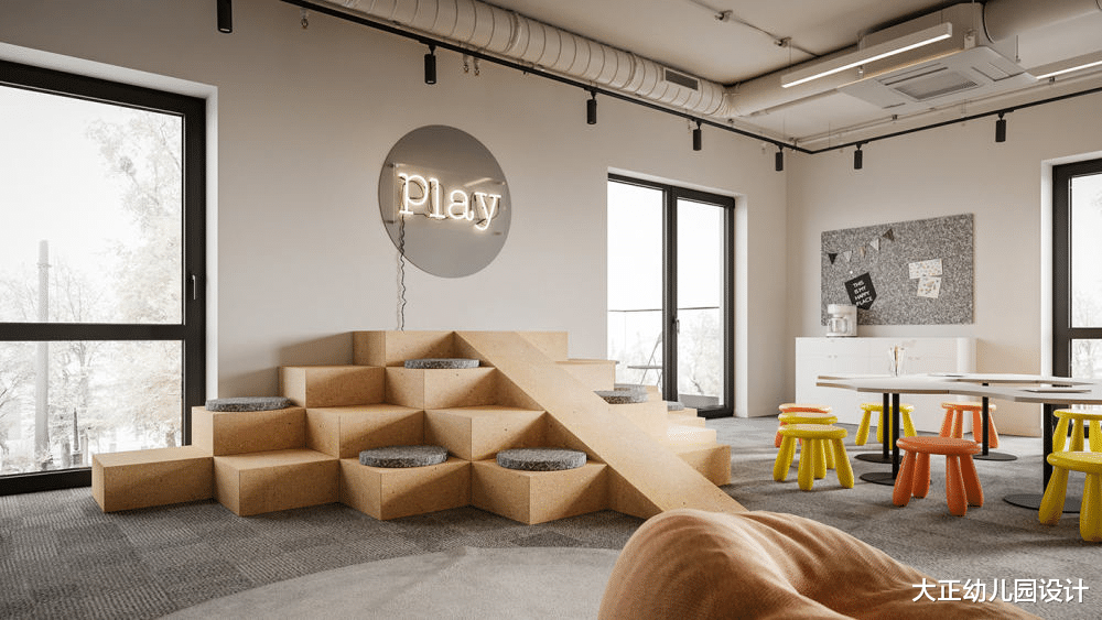 儿童空间分享：天然材料、暖色调，构建一个温馨如家的儿童中心