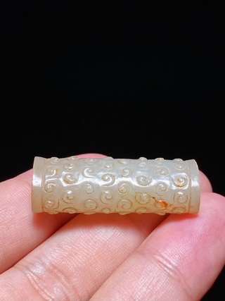 和田玉籽料|战汉 和田玉籽料 白玉 谷纹 玉勒 扁勒 挂件 把件