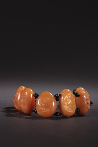 |旧藏-田黄石蝙蝠纹手串