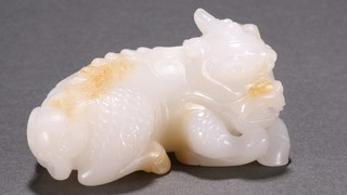 和田玉籽料|回流 和田玉籽料麒麟摆件