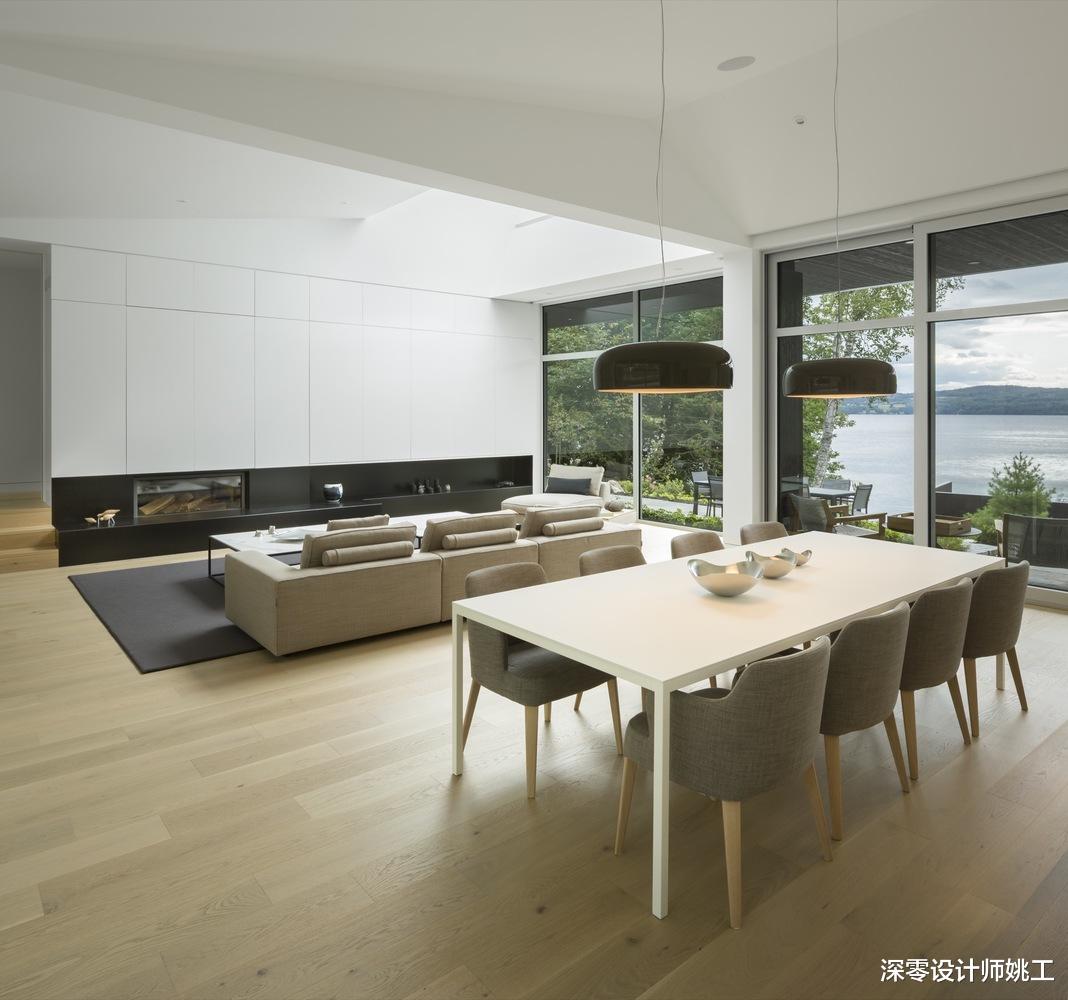 257㎡白色和原木结合，简单配色看着比夏天还清爽！客餐厨打通超宽敞