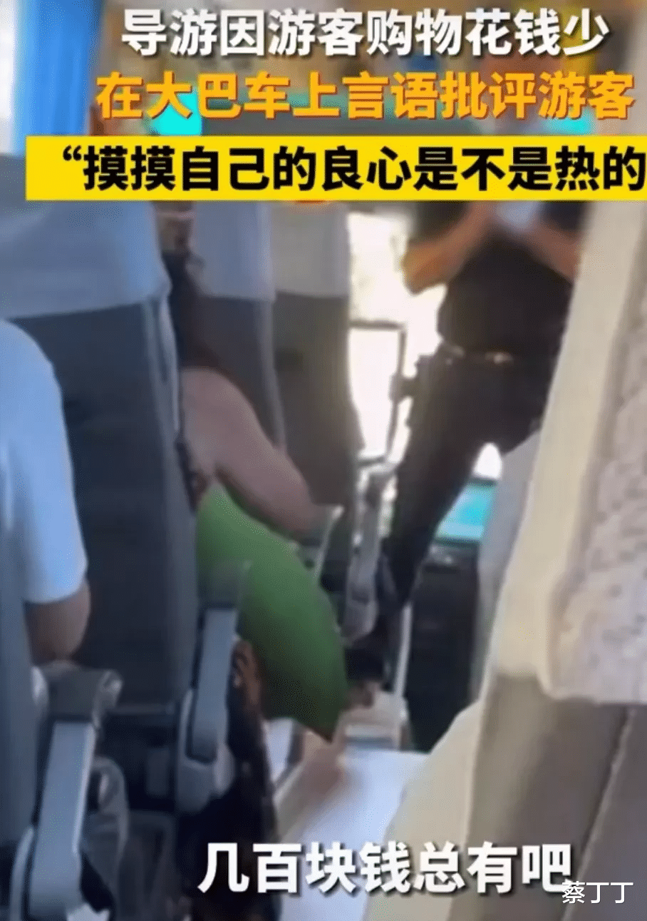 |一女子跟着旅游团去玩，旅程差不多结束时，带团人竟然骂没有买东西的人是没有良心的