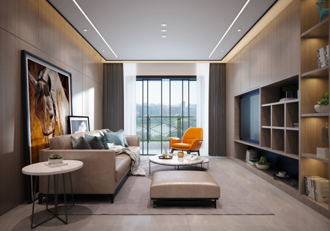 120平现代风三居室,灰色和米黄色让灰暗的空间一下子亮起来