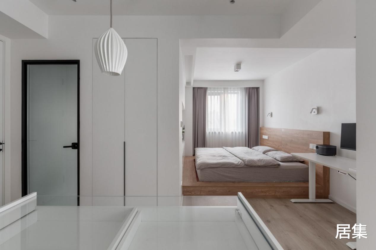卧室|上海110㎡奇葩户型大变身,打造极简扇形餐厅和温柔北欧风卧室
